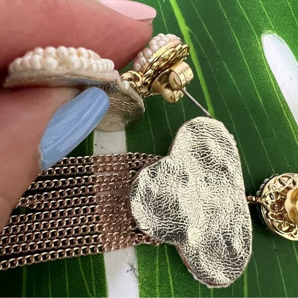 Rush Faux Pearl Cluster Drop Earrings NWT - Picture 6 of 13